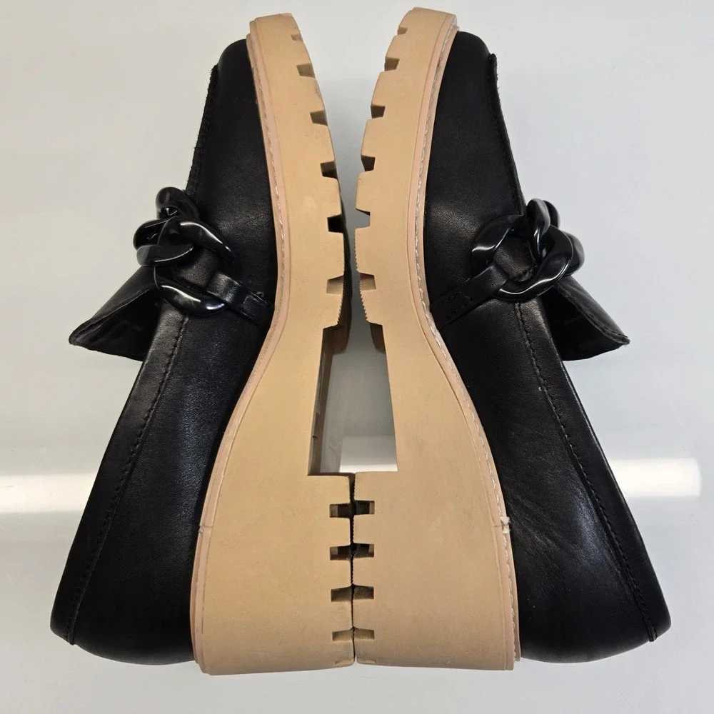Dolce Vita Loafers 9 Haris Black Leather Chain Lug‎ Sole Chunky Platform Revolve